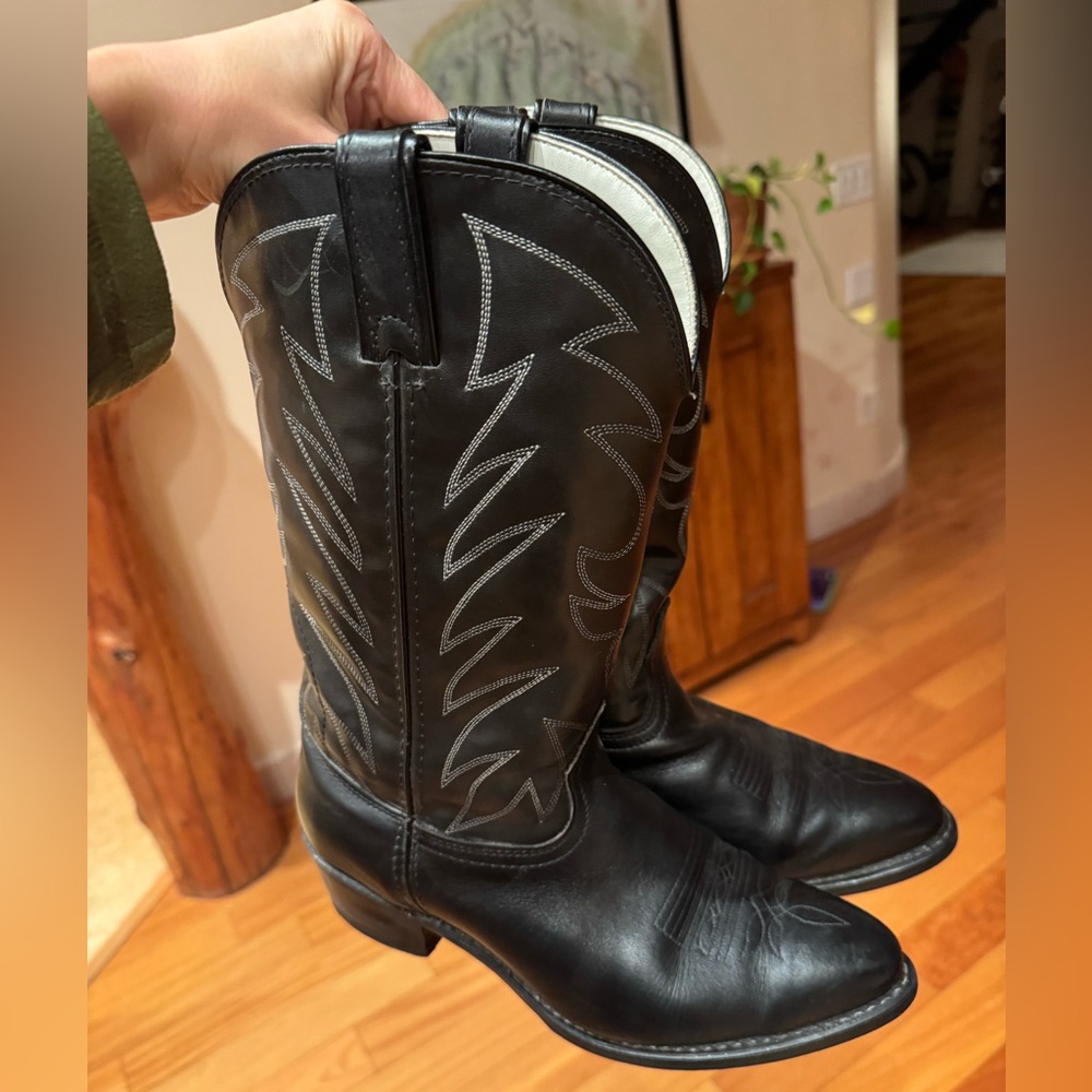 Durango Black Leather Cowboy Boots